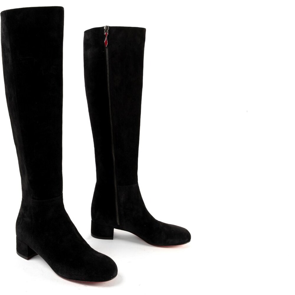 Christian Louboutin Liliboot - Black Suede Knee-High Boots 37.5 - Picture 2 of 10